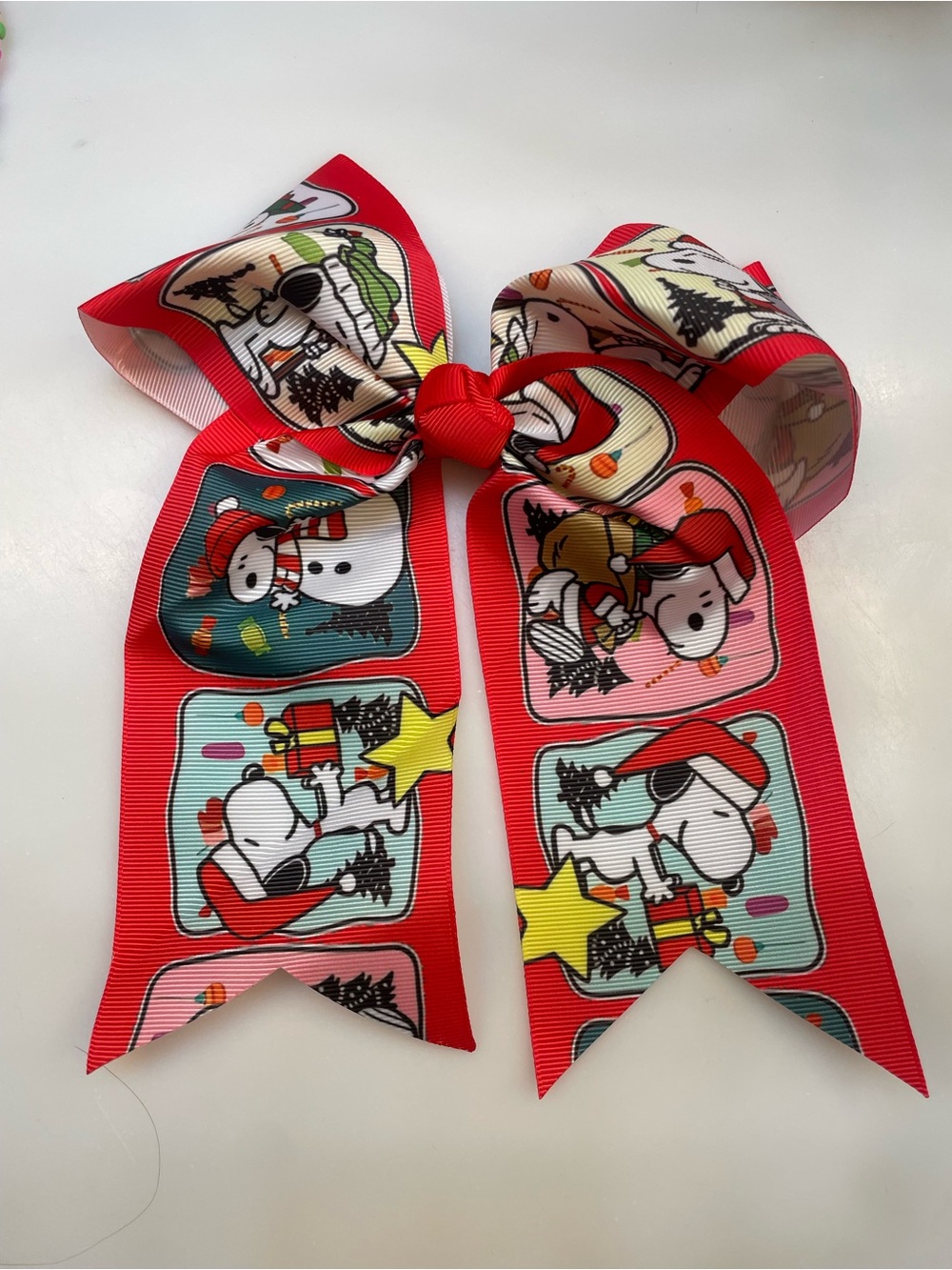 Snoopy Christmas Red Bow Hair Clip Accessory